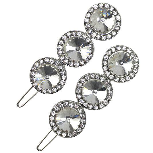 Pair of Triple Crystal Hair Clips | 5cm Long | Mini Gift | Cracker Filler