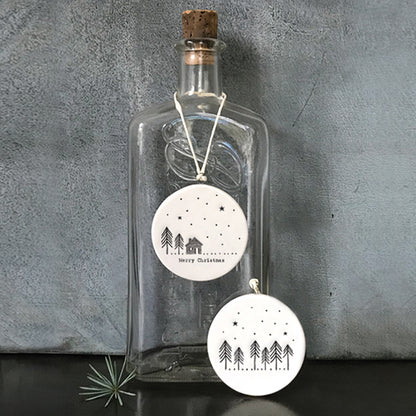 Merry Christmas | Flat Porcelain Christmas Hanging Ornament | Cracker Filler