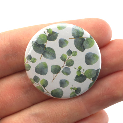 Water Eucalyptus Spray | 38mm Button Pin Badge | Little Gift | Cracker Filler