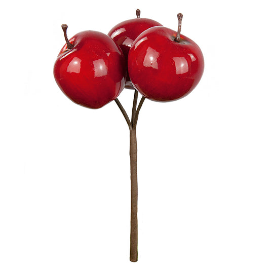 17cm 3 Realistic Artificial Apples Pick for Floristry Crafts - Red