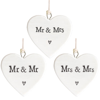 Mr/s & Mr/s Heart | Little Porcelain Ornament | Cracker Filler | Little Gift