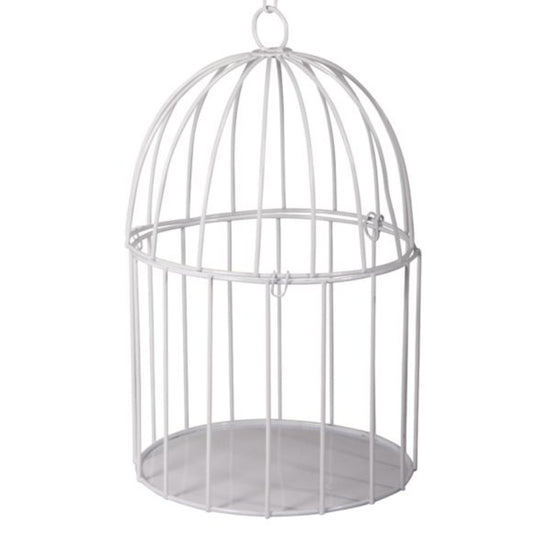 25cm White Metal Wire Bird Cage for Floristry or Wedding Crafts