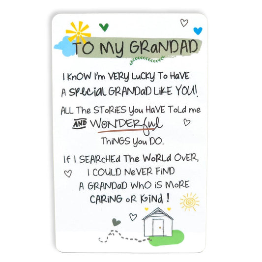 To My Grandad | Mini Keepsake Card With Verse | Little Gift | Cracker Filler