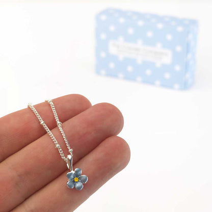 Petit Forget Me Not Necklace | Silver Plated | Little Gift | Cracker Filler
