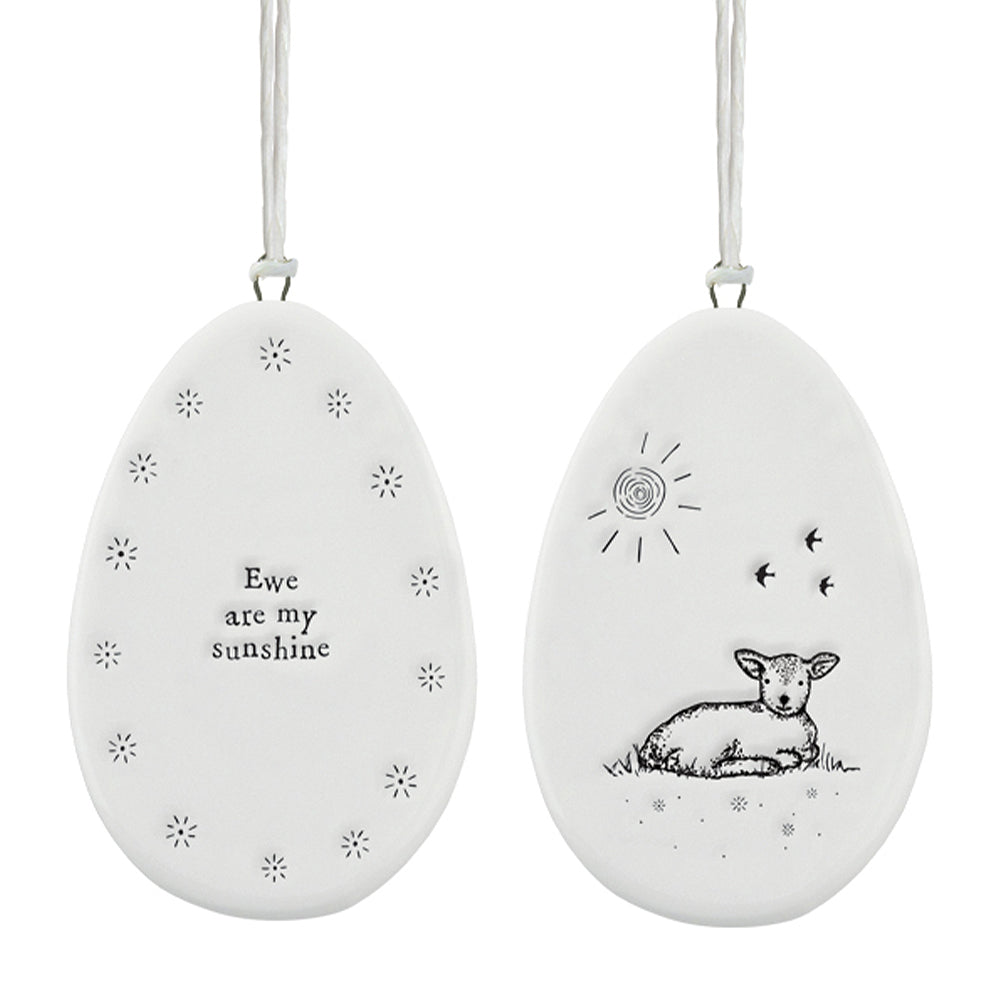 Ewe Are My Sunshine | Flat Porcelain Egg Ornament Hanger| Cracker Filler