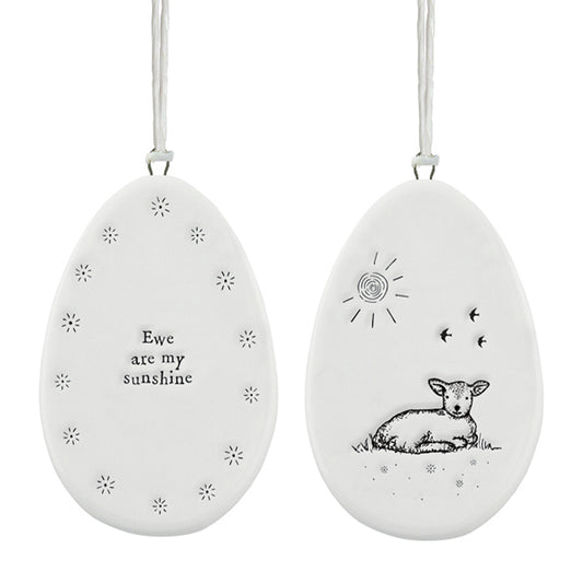 Ewe Are My Sunshine | Flat Porcelain Egg Ornament Hanger| Cracker Filler
