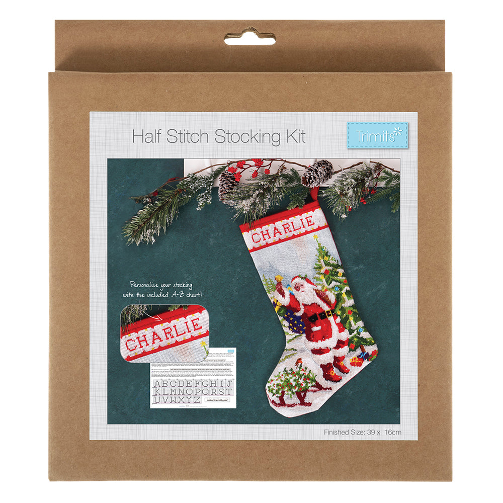 Father Christmas Stocking | Add a Name | Half Stitch Tapestry Craft Kit