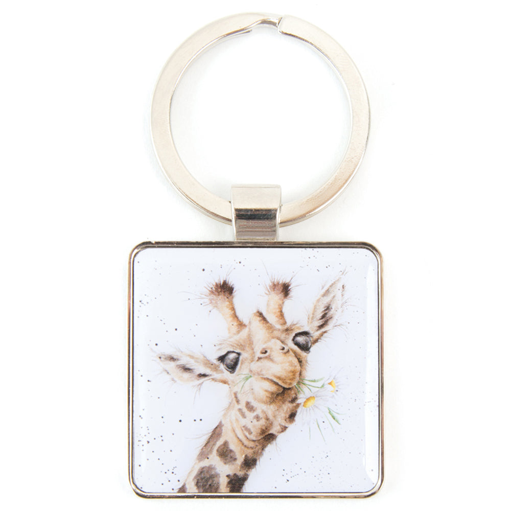 Wrendale Designs 'Flowers' Giraffe Metal Keyring | Cracker Filler | Mini Gift