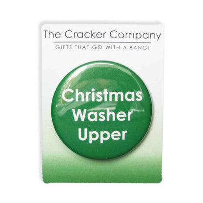 Christmas Washer Upper | 38mm Button Pin Badge | Little Gift | Cracker Filler