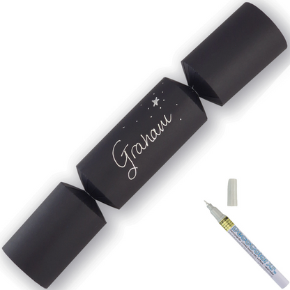 Black | 12 Personalise Your Own Crackers | Make & Fill Your Own | With Pen