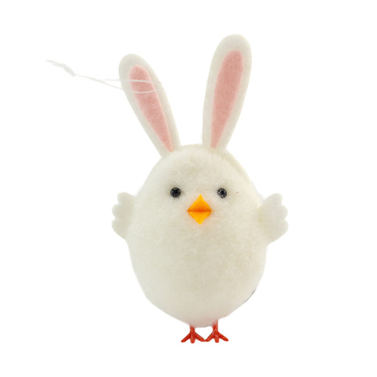 Cutie Fluffy White Easter Chick with Bunny Ears | Hanging Tree Decoration | Gisela Graham