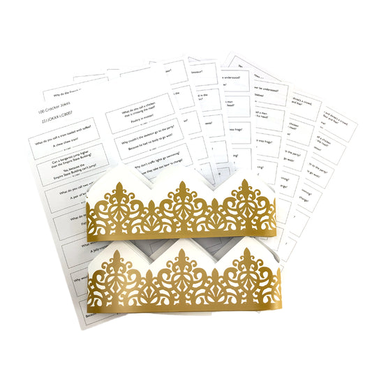 100 Gold Adjustable Paper Hats and Jokes for Cracker Making | DIY Crackers | Recyclable