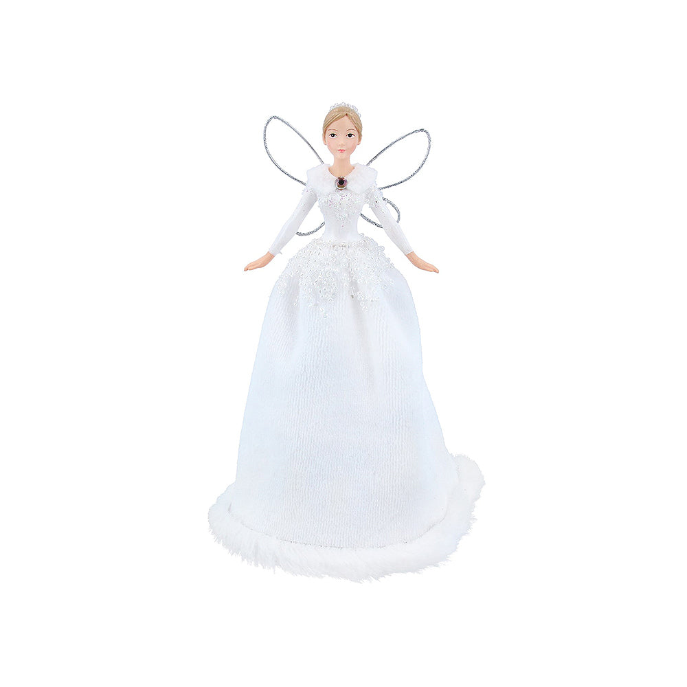 NEW - White Snowball Fairy | Gisela Graham Christmas Tree Topper | 20cm Tall
