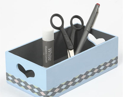 3 Wooden Small Crates with Heart Cut-Out Handles