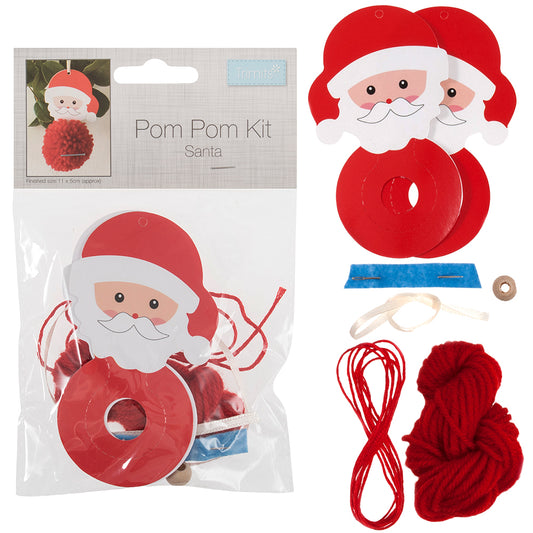 Santa Pom Pom Hanging Christmas Ornament Craft Kit