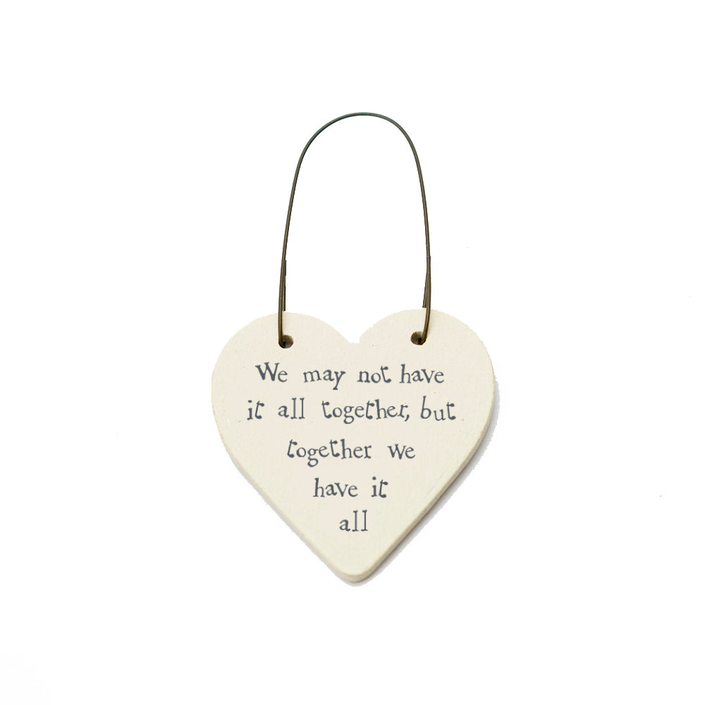 Together We Have It All - Mini Wooden Hanging Heart | Cracker Filler | Mini Gift