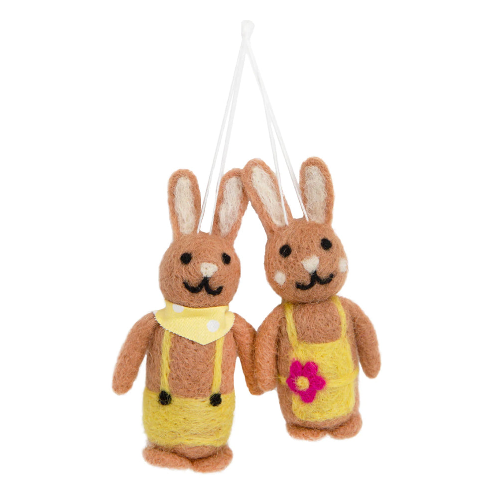 Pair of  Felted Easter Bunny Ornaments | Easter Tree Decoration
