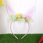Felt Bunny Ears Headband with Pastel Flowers | Easter Hairband Bonnet