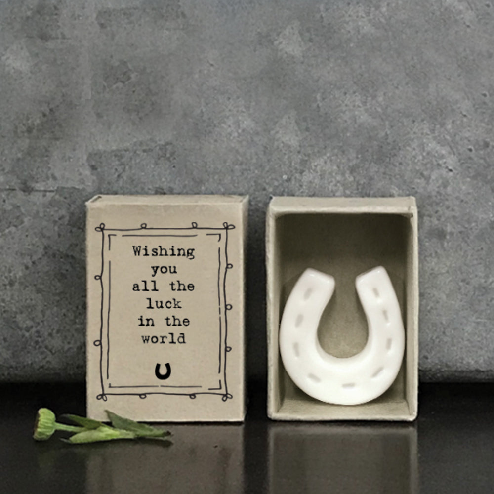 Mini Ceramic Lucky Horseshoe Ornament 'Wishing You All The Luck In The World's | Cracker Filler | Mini Gift
