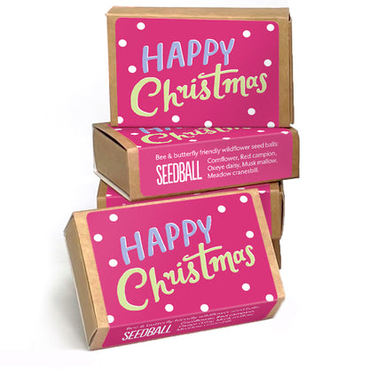 Happy Christmas | Matchbox of 6 Seedballs | Cracker Filler | Mini Gift