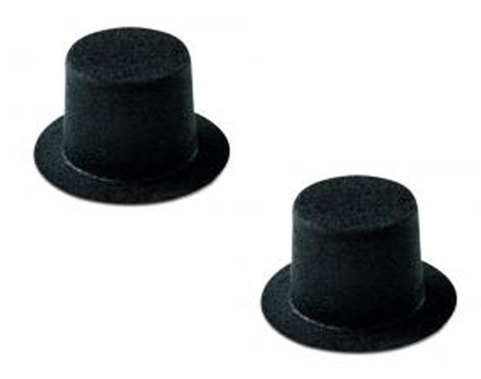 Flocked Mini Top Hats for Christmas Crafts - Choice of 10mm to 60mm High