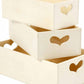 3 Wooden Small Crates with Heart Cut-Out Handles