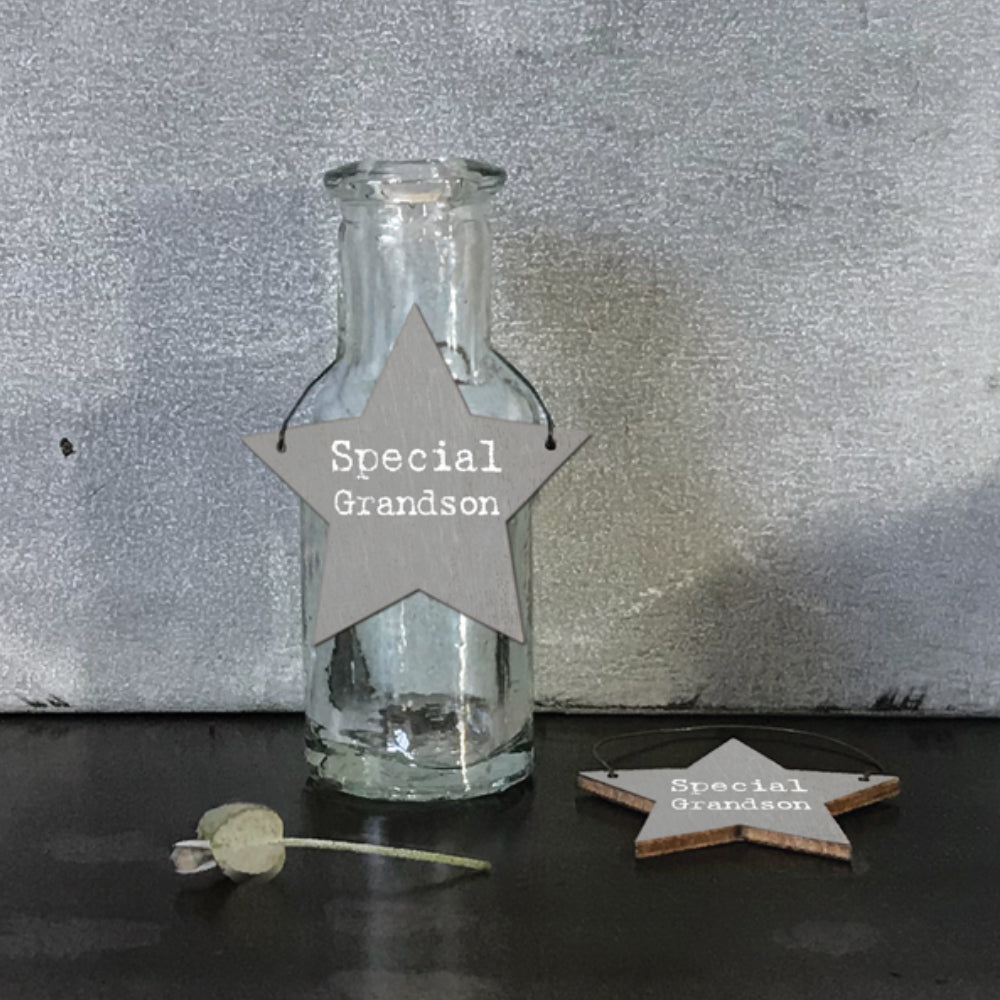 Special Grandson - Mini Wooden Hanging Star | Cracker Filler | Mini Gift