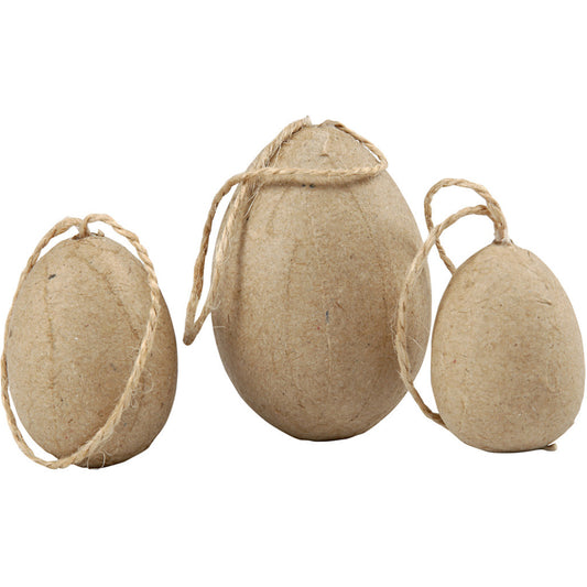 6 Mixed Size Paper Mache Hanging Easter Eggs to Decorate