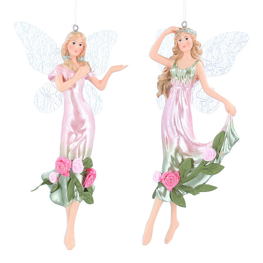 NEW - Beautiful Pink Rose Fairy | Hanging Christmas Ornament | Tree Decoration