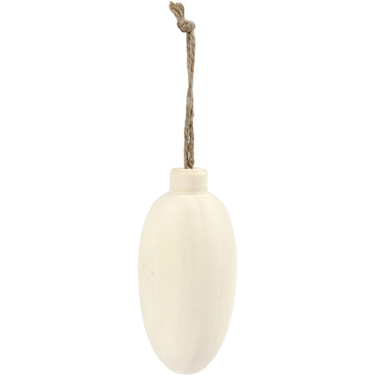9cm Wooden Cone with Hanging Cord | Natural Wooden Christmas Tree Bauble to Decorate