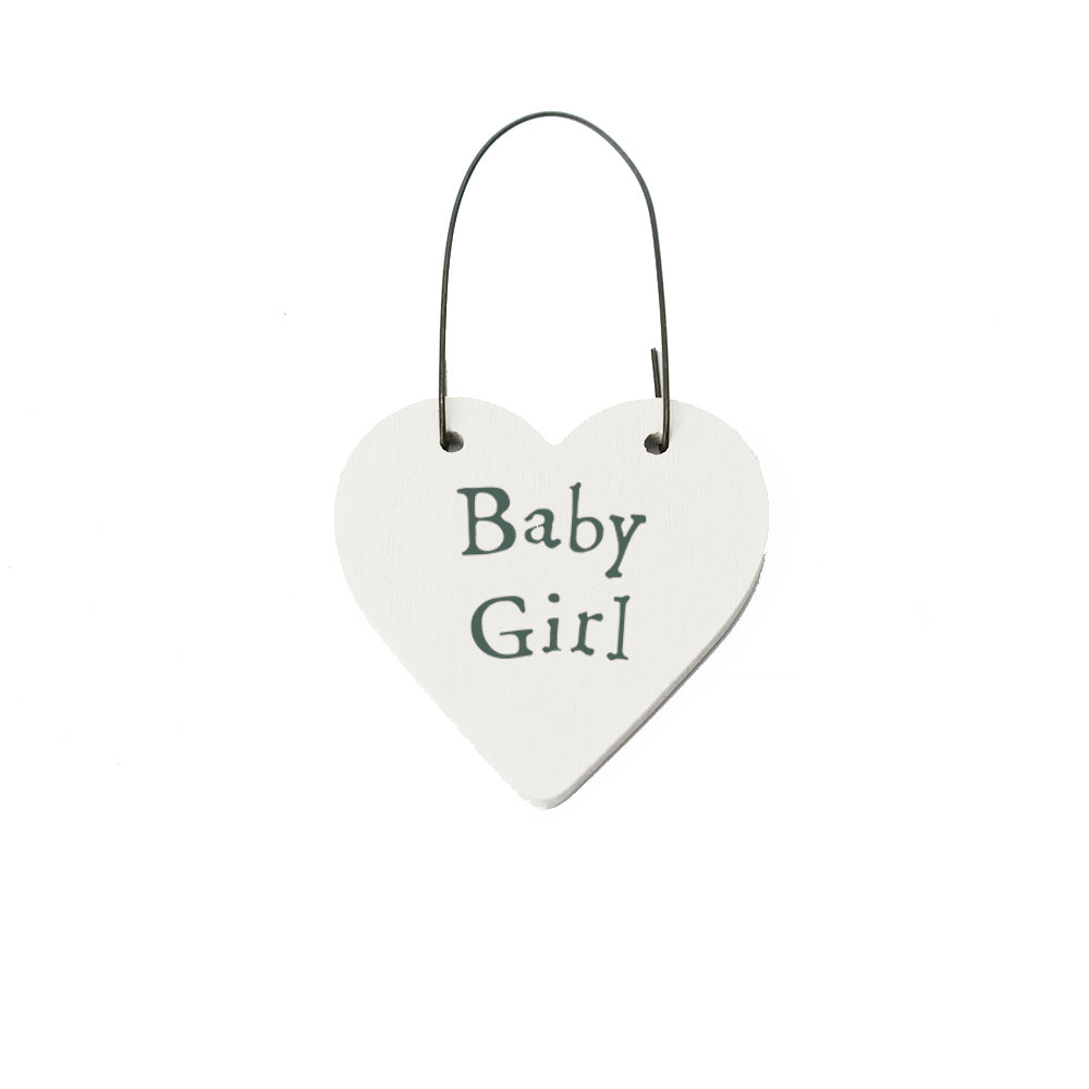 Baby Girl Mini Wooden Hanging Heart | Cracker Filler | Mini Gift