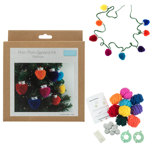 NEW - Pom Pom Lights Christmas Tree Garland | Boxed Craft Kit