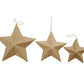 6 Assorted Paper Mache Star Christmas Bauble Ornaments - 7.5cm, 10cm & 12.5cm