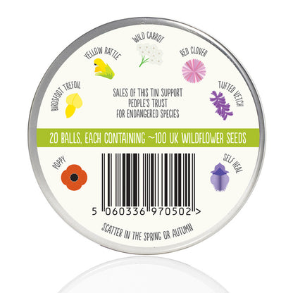 Hedgehog Mix  | Tin of 20 Wildflower Seedballs | Gift Idea | Little Gift