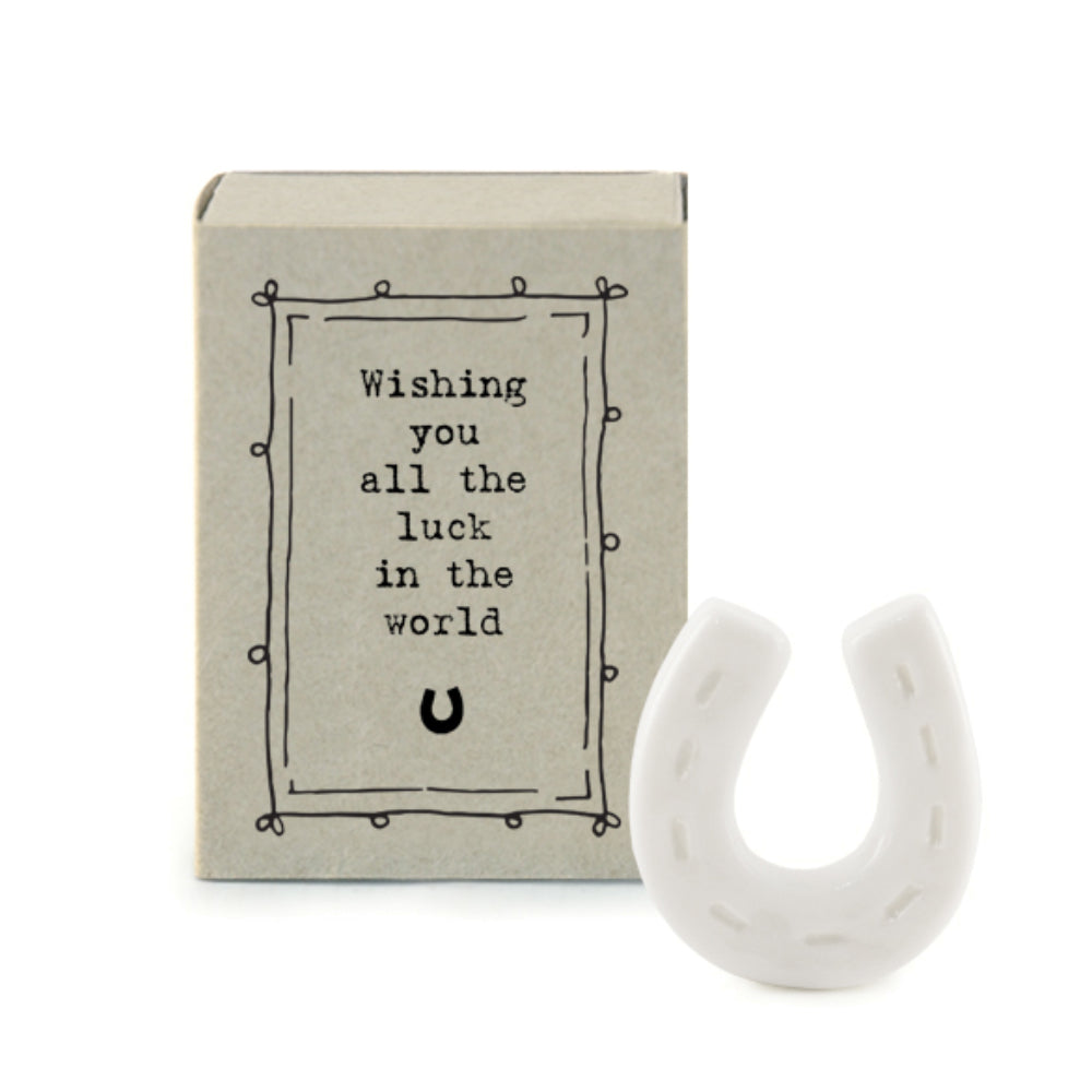 Mini Ceramic Lucky Horseshoe Ornament 'Wishing You All The Luck In The World's | Cracker Filler | Mini Gift