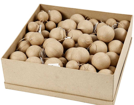105 Assorted Paper Mache Christmas Baubles | Craft to Decorate | 4 to 6cm