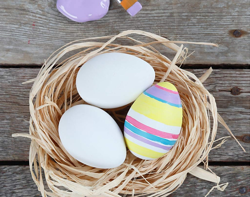 12 White Hollow One Piece Matt Plastic Easter Eggs for Crafts