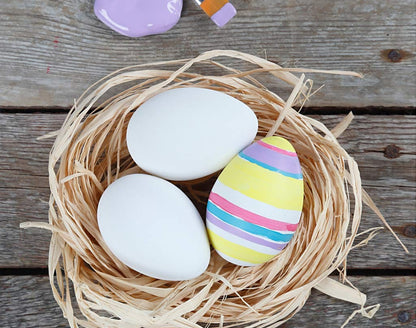 12 White Hollow One Piece Matt Plastic Easter Eggs for Crafts