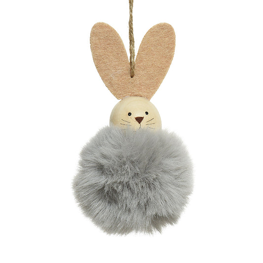 Gorgeous & Fluffy Easter Bunny | Grey | Hanging Tree Decoration | Gisela Graham