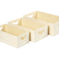 3 Wooden Small Crates with Heart Cut-Out Handles