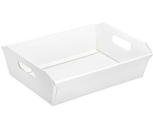 31cm White Linen Cardboard Gift Hamper Tray
