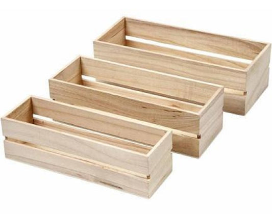 Three Nesting Small Crates - Wood Boxes to Decorate