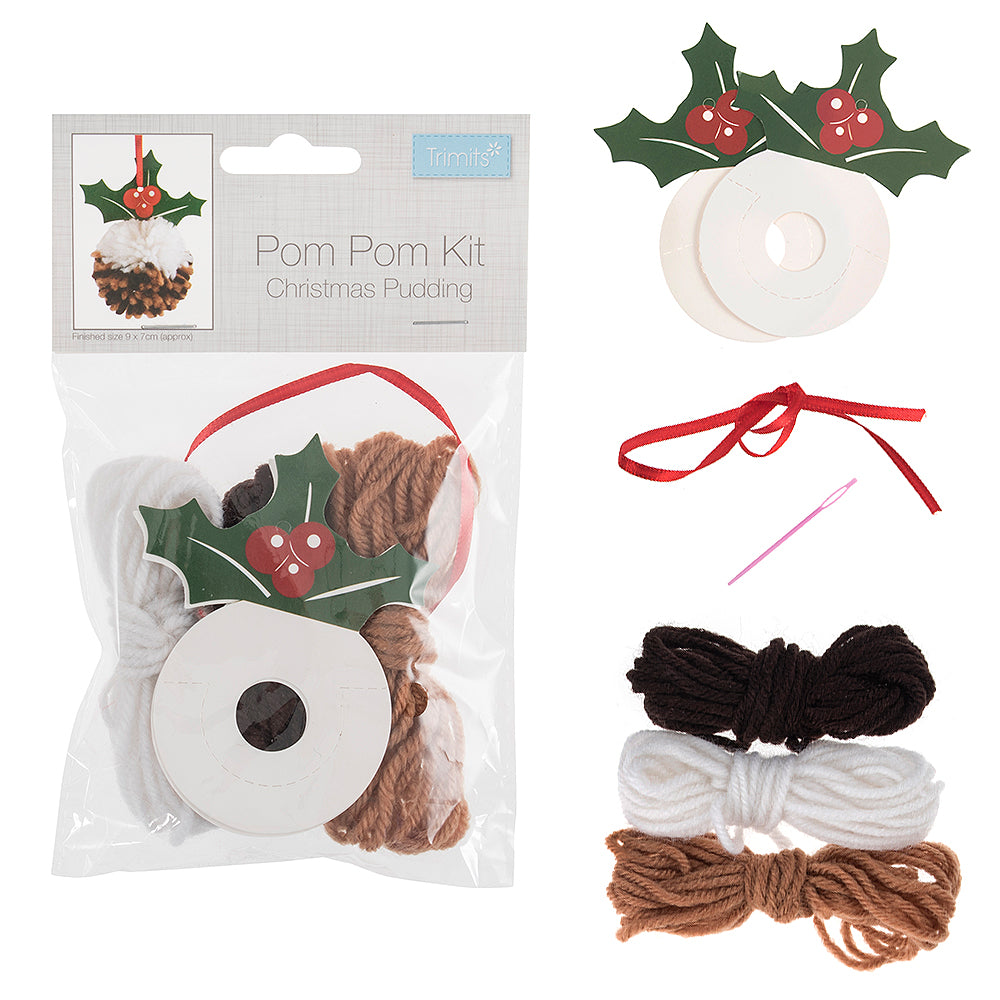 Christmas Pudding Pom Pom Hanging Christmas Ornament Craft Kit