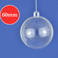Single 6cm Fillable Two-Part Transparent Plastic Christmas Bauble Ornament